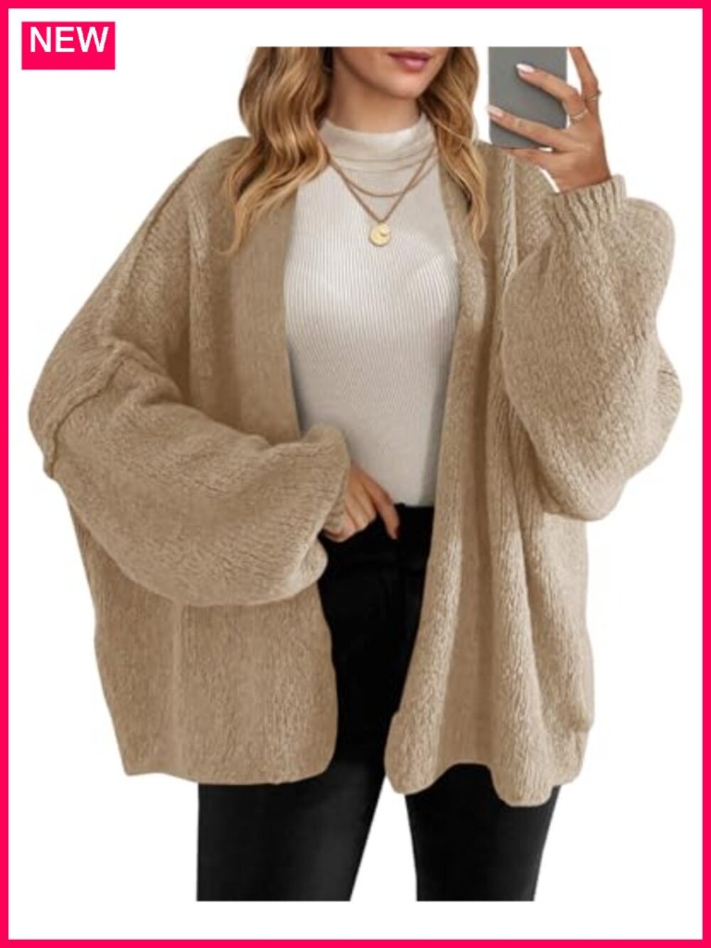 Oversized Open Front Cardigan Sweater Chunky Knit Long Sleeve Fall Winter